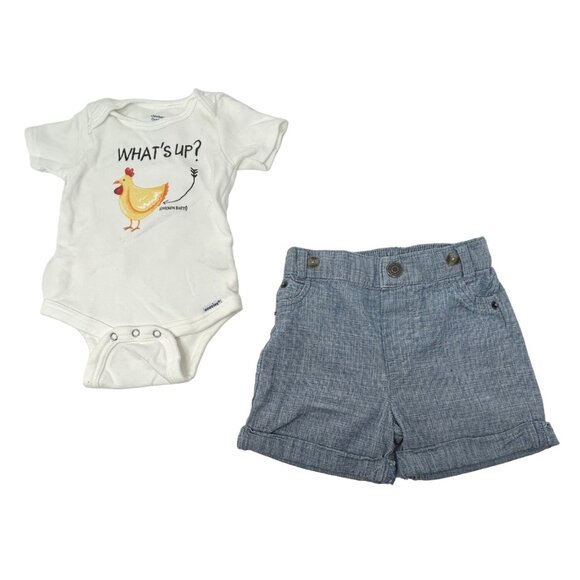 Baby Boy's - Bibbed Shorts & Shirt, Romper, Shorts & Body‎ Suit - Size 3-6 M - Picture 10 of 13